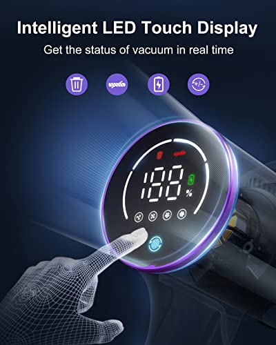 Cordless Vacuum Cleaner, 33Kpa Stick Vacuum Cleaner, 400W Handheld Vacuum with LED Touch Screen, 50mins Runtime for Pet Hair, Carpet and Hardwood Floor(KB-H015)