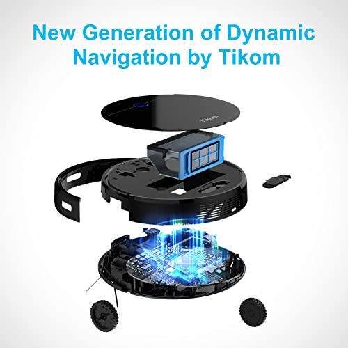 Robot Vacuum Cleaner - Tikom G7000, 2700Pa Suction, Smart Navigation, WiFi, Self-Charging, Boundary Strips Included, Quiet, Thin, Compatible with Alexa, Ideal for Pet Hair, Carpets, Hard Floor