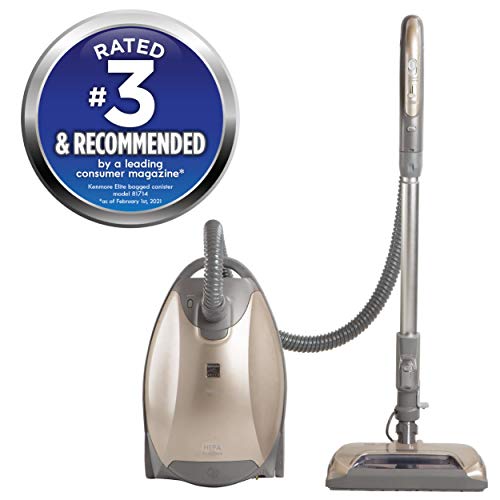 Kenmore 81714 Bundle Ultra Plush Lightweight Bagged Canister Vacuum with Pet PowerMate, HEPA, Extended Telescoping Wand, Retractable Cord, and 3 Cleaning Tools, 700 Series, Gold