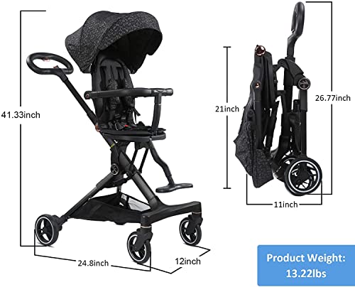 Wheelive Lightweight Stroller for Toddlers, 2-in-1 Reversible and Reclinable Seat Compact Travel Stroller with Sun Canopy, Easy Carry Stroller with Adjustable Handles & Backrest and Storage Bag