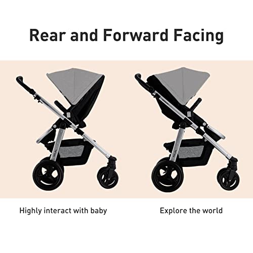 HAGADAY Baby Stroller, Stroller for Newborn and Toddler, Infant Stroller with Reversible Seat(Gray)
