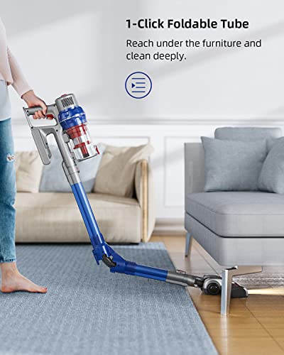 Cordless Vacuum Cleaner, Honiture Stick Vacuum with 380W 26Kpa Powerful Suction, 4 in 1 Lightweight Wireless Vacuum with 180 Foldable Tube 2200mAh Battery for Home Hard Floor/Carpet/Bed/Pet Hair