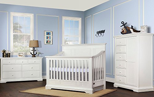 Evolur Parker 5 in 1 Convertible Crib, Winter White