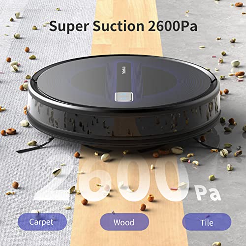 SYSPERL Robot Vacuum Cleaner,2600Pa Strong Suction Power Robotic Vacuums,Works with Alexa Remote WiFi App,Self-Charge Robotic Vacuum Cleaner,Robot Vacuum for Pet Hair,Medium-Pile Carpet, Hard Floor