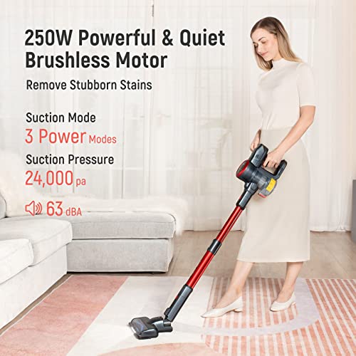 Fabuletta 10-in-1 Cordless Vacuum Cleaner - 24Kpa 250W Brushless Motor Stick Vacuum, Up to 45 Mins Max Runtime Detachable Battery, Led Display, Lightweight Vacuum for Carpet Hard Floor Pet Hair