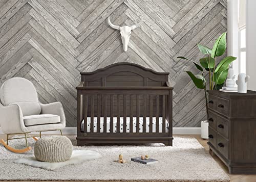 Simmons Kids Asher 6-in-1 Convertible Crib with Toddler Rail, Greenguard Gold Certified, Rustic Grey