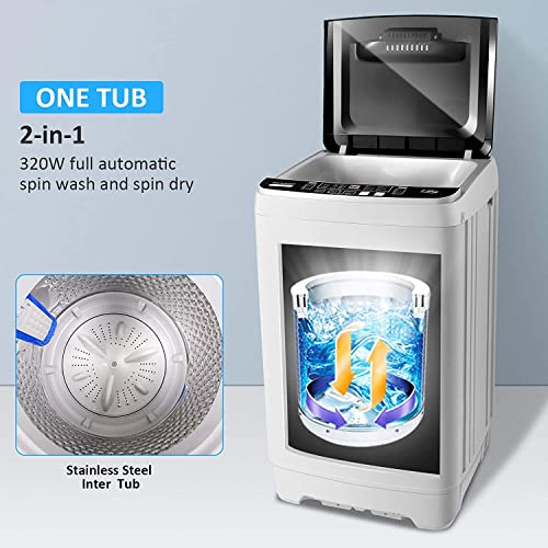 Washing Machine Nictemaw Portable Washer 1.73 Cu.ft/17.6Lbs Capacity Full-Automatic Compact Laundry Washer With Drain Pump, 10 programs Selections with LED Display Ideal for Home/Apartments/Dorms/RV