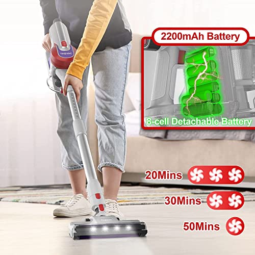 Cordless Vacuum Cleaner with LED Dsiplay, Up to 50min Runtime, 265W 25Kpa Suction Stick Vacuum, 2400mAh Rechargeable Battery Vacuum, 6 in 1 Lightweight Vacuum for Pet Hair Carpet Hard Floor