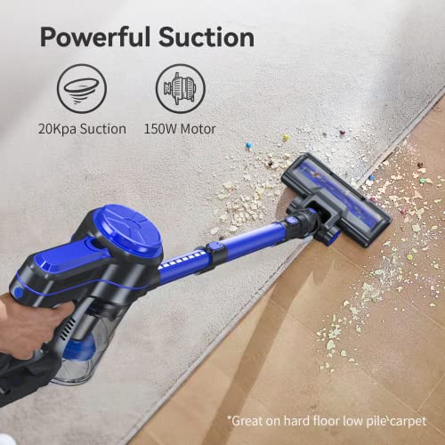 Cordless Vacuum Cleaner, EICOBOT A10 High Efficiency Stick Vacuum with 30min Long Runtime Detachable Battery, 4 in 1 Lightweight Quiet Vacuum Cleaner Perfect for Hardwood Floor Pet Hair
