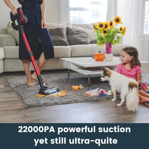 Micol 22000Pa Cordless Vacuum Cleaner, 200W Brushless Motor Stick Vacuum, Up to 38 Minutes Runtime Detachable Battery, 4 in 1 Handheld Lightweight Vacuum for Home Hard Floor Carpet Pet Car