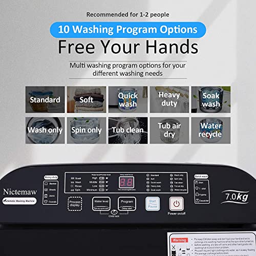 Tinfancy Portable Washer and Dryer Combo - 15.5 LBs 1.7 Cu.ft Compact Washing Machine and Dryer, 2-in-1 Automatic Small Laundry Appliances with Drain Pump for Apartment RV Dorm, 10 Programs 8 Water Level