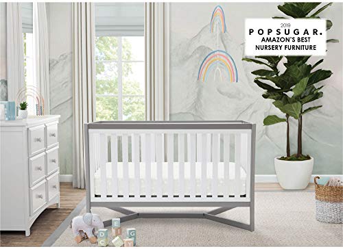 Delta Children Tribeca 4-in-1 Baby Convertible Crib, Greenguard Gold Certified, White/Grey