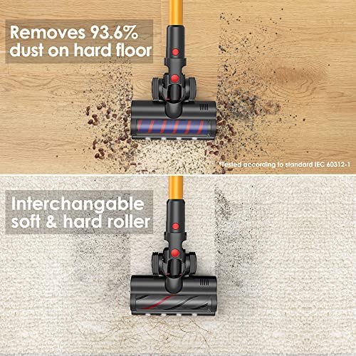 Ezetek Cordless Stick Vacuum with Dual Brushroll, Stick Vacuum Cleaner Cordless 57wh & 45 Mins Runtime, Lightweight Wireless Vacuum with Extended Hose for Hard-to-Reach Cleaning
