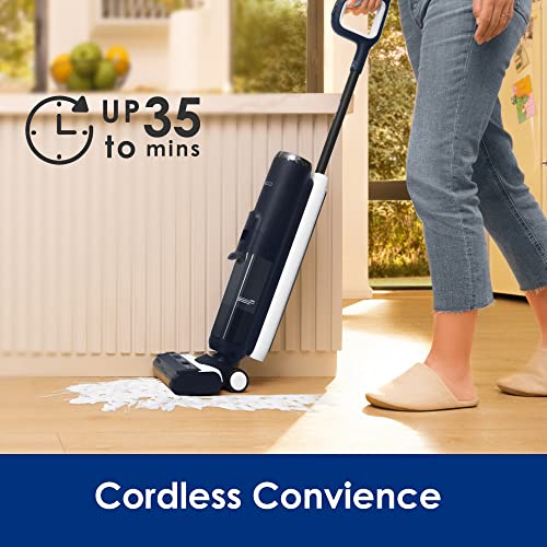 Tineco Floor ONE S5 Smart Cordless Wet Dry Vacuum Cleaner and Mop for Hard Floors, Digital Display, Long Run Time, Great for Sticky Messes and Pet Hair, Space-Saving Design, Blue