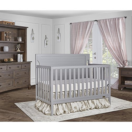 Dream On Me Cape Cod 5-in-1 Convertible Crib in Pebble Grey, Greenguard Gold Certified , 50x30x44 Inch (Pack of 1)