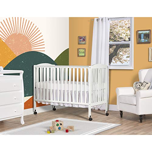 Dream On Me, Full Size 2-in-1 Folding Stationary Side Crib, White