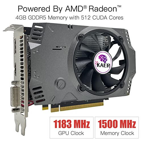 KAER AMD Radeon RX 550 Graphics Card 4GB GDDR5 128 Bit DirectX 12 PCI Express 3.0 X8 DP HDMI DVI-D Triple Links, 4K Gaming PC Video Cards GPU