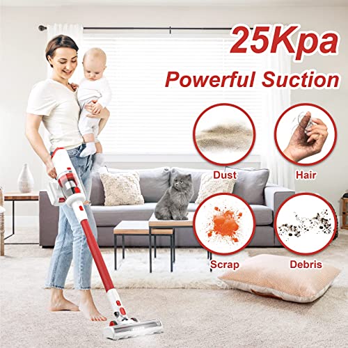 UMLo Cordless Vacuum Cleaner with LED Dsiplay, Up to 60min Runtime, 265W 25Kpa Suction Stick Vacuum, 4000mAh Rechargeable Battery Vacuum, 8 in 1 Lightweight Vacuum for Pet Hair Carpet Hard Floor,V111