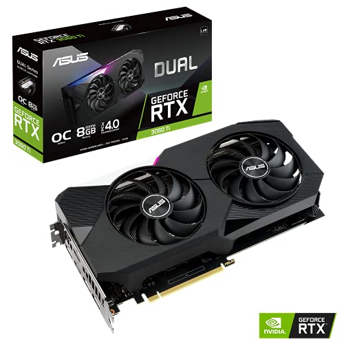 ASUS Dual NVIDIA GeForce RTX 3060 Ti V2 OC Edition Gaming Graphics Card (PCIe 4.0, 8GB GDDR6 Memory, LHR, HDMI 2.1, DisplayPort 1.4a, Axial-tech Fan Design, Dual BIOS, Protective Backplate)