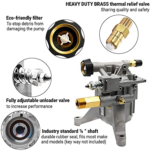 PEGGAS 7/8" Shaft Vertical Pressure Washer Pump - 3000 PSI @ 2.5 GPM OEM & Replacement Pump for Power Washer Compatible with 308653045, 308653093, 308653052, 308653078, GCV190, and more