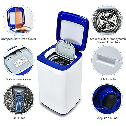 Giantex Portable Washing Machine, Full Automatic Washer and Dryer Combo with Heating Function, 8 Programs 3 Water Levels and Built-In Drain Pump, 2 In 1 Compact Laundry Washer for Apartment Dorm RV
