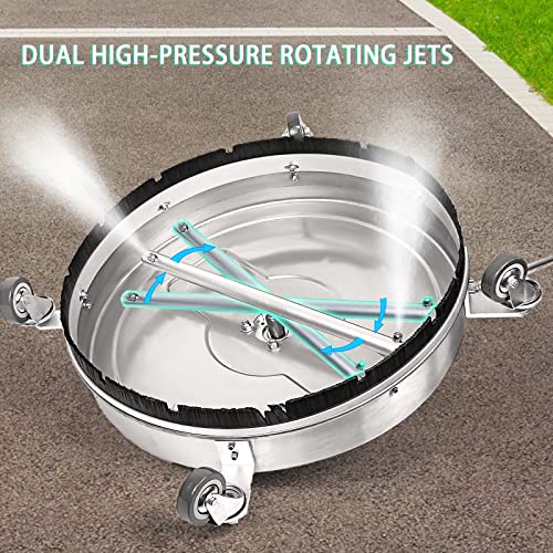 20-Inch Pressure Washer Surface Cleaner Driveway Power Washer Accessories Attachments Stainless Steel with 2 Extension Wand