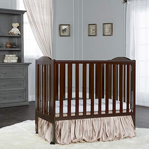 Dream On Me 2 in 1 Portable Folding Stationary Side Crib in Espresso, Greenguard Gold Certified 40x26x38 Inch (Pack of 1)