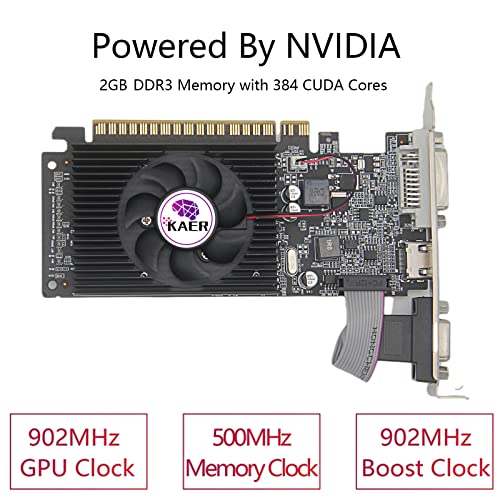 KAER Geforce GT 730 2GB DDR3 Graphics Card DirectX 11 64-Bit PCI Express 2.0 x8 Triple Monitors Video Card VGA/DVI-D/HDMI , Nvidia GPU