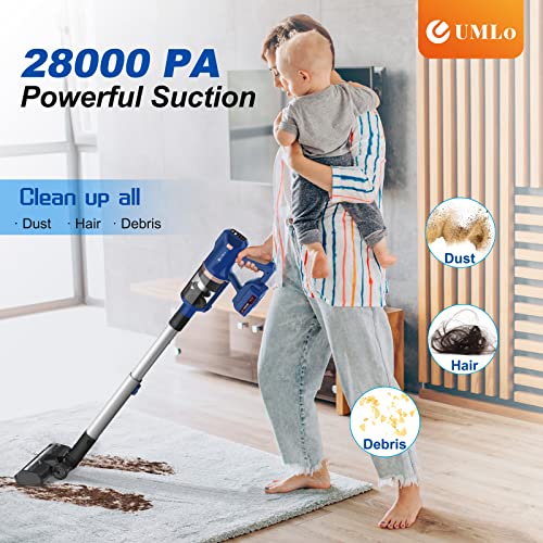 UMLo Cordless Vacuum Cleaner with LED Dsiplay, Up to 60min Runtime, 300W 28Kpa Suction Stick Vacuum, 4000mAh Rechargeable Vacuum, 8 in 1 Lightweight Vacuum for Pet Hair Carpet Hard Floor,V111 Plus