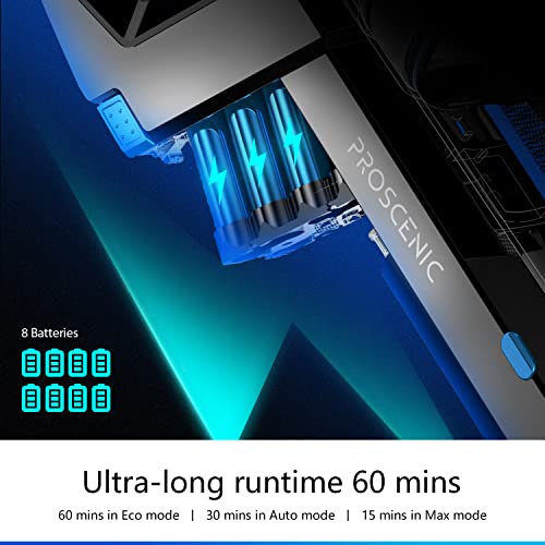 Proscenic P11 Smart Cordless Vacuum Cleaner, Up to 60mins Runtime, Handheld Vacuum with 30KPA Strong Suction Power, Smart App Integration, Detachable Battery, for Home, Carpet, Hard Floor, Pet Hair
