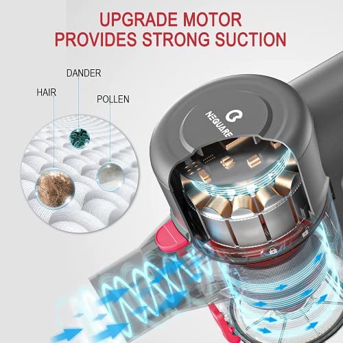 NEQUARE Cordless Vacuum Cleaner, 175W Stick Vacuum Cleaner with Self-Standing, Root Cyclone Technology, 40mins Long Runtime, Lightweight Multi-Surface & Pet Hair Cleaning, S12 Series