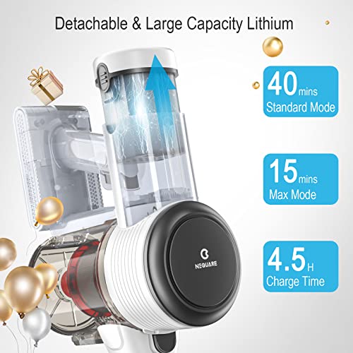 NEQUARE Cordless Vacuum Cleaner, Stick Vacuum Cleaner with 280W 25Kpa Powerful Suction 40min Runtime, 2200mAh Battery 4 in 1 Lightweight Handheld Vacuum for Car Pet Hair Carpet Hard Floor S25