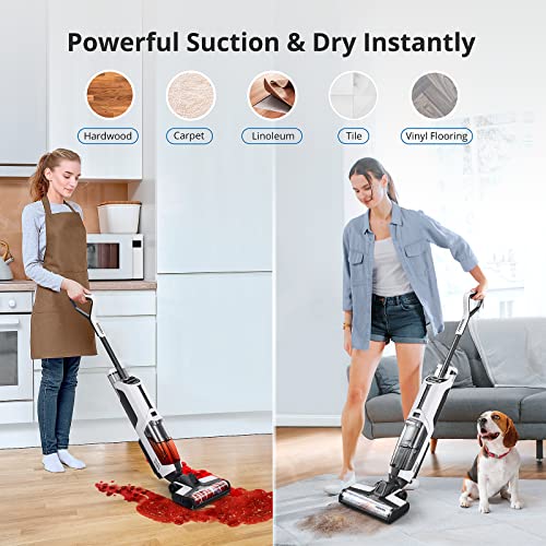 ACEKOOL Smart Voice Assistant Upright Wet Dry Vacuum and Mop Cleaner, Cordless LED Display Household Stick Vacuum Cleaner for Carpet Pet Hair, 30s Fast Self-Cleaning, Hardwood Multi-Floors