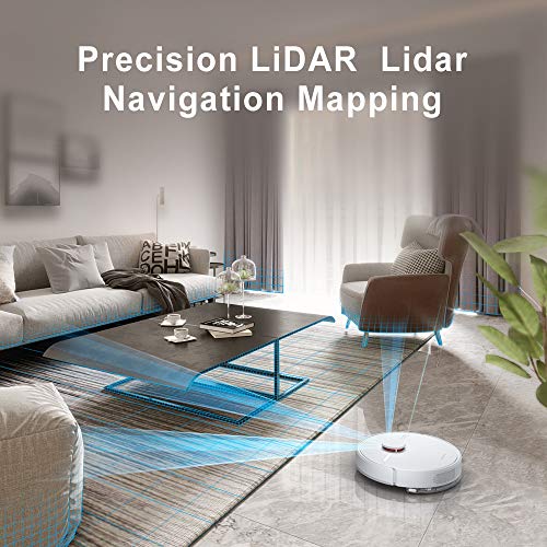 Dreametech D9 Robot Vacuum and Mop Cleaner, Lidar Navigation Robot Vacuum Sweep and Mop 2-in-1, 3000Pa Strong Suction Power, 150min Runtime, Compatible with Alexa, Smart Mapping for Carpet, Hard Floor