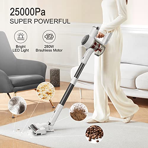 Cordless Vacuum Cleaner, 280W 25Kpa Powerful Suction Stick Vacuum Cleaner with 2200mAh Battery Up to 35min Runtime, 4 in 1 Lightweight Handheld Vacuum for Car Pet Hair Carpet Hard Floor, W20