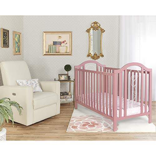 Sweetpea Baby Pacific Acrylic Convertible Crib in Rose Pink, Greenguard Gold Certified