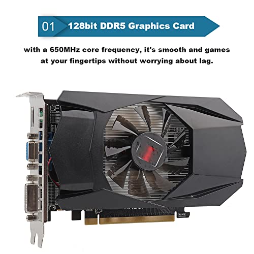 HD7670 1GB Gaming Graphics Display Video Card,128bit DDR5 Video Game Graphics Card,Low Power Display Gaming Graphics Card with PCI Express 3.0 Graphics Card Slot,DDR5 Computer Components