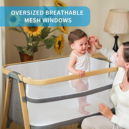 AMKE Baby Bassinets,Bedside Sleeper for Baby, Portable Baby Crib for Safe Co-Sleeping, Baby Bed for Baby Infant Newborn,Travel Bag Included (2 in 1)