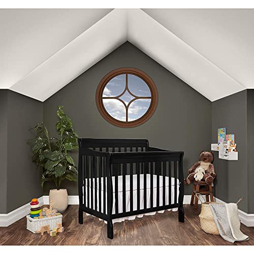 4-in-1 Convertible Mini Crib in Black, Greenguard Gold Certified
