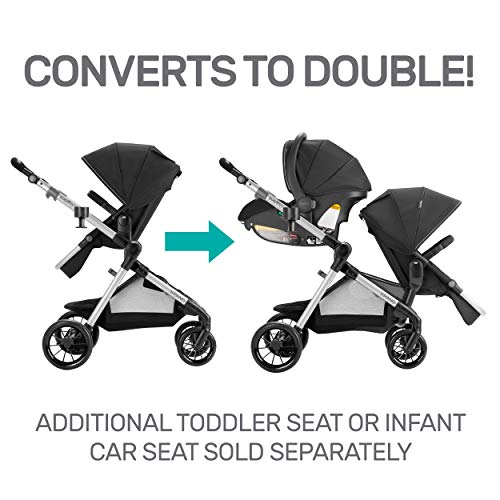 Evenflo Pivot Xpand Modular Stroller, Baby Stroller, Converts to Double Stroller, 4 Modes, Durable Construction, Extra-Large Storage Basket, Compact Folding Design, 55-lb Capacity, Stallion Black