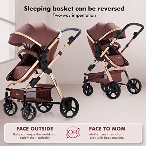 Blahoo Baby Stroller for Toddler .Foldable Aluminum Alloy Pushchair with Adjustable Backrest.Bassinet Stroller Adjustable Direction