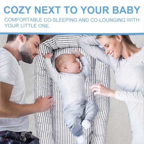 Abreeze Baby Bassinet for Bed Baby Nest Sleeper-Grey Striped Baby Lounger - Breathable Co-Sleeping Baby Bed - Newborn Lounger Portable Crib for Ideal for Newborn Shower Gift