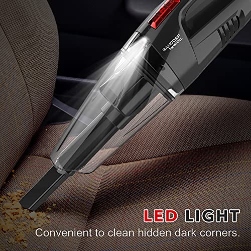 Handheld Vacuum Cordless Whall, Hand Vacuum Cordless 8500PA Suction, Car Hand Vacuum with LED Light, Mini Vacuum Cordless, Portable Vacuum, Dry/Wet Hand Held Vacuum Cleaner, Handheld Cordless Vacuum