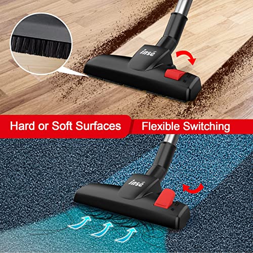 Corded Stick Vacuum Cleaner, INSE Stick Vacuum Cleaner Corded I5, 600W Powerful Vacuum Cleaner for Pet Hair Hardwood Floor Home