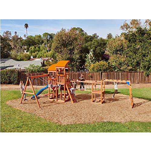Little Tikes Bobcat Ridge Wood Backyard Playset Climb Swing Outdoor Activity Play Structure Clubhouse Fortwith Slide for Toddlers, Kids Climbers & Wooden Play Structures, Age 3+ Years