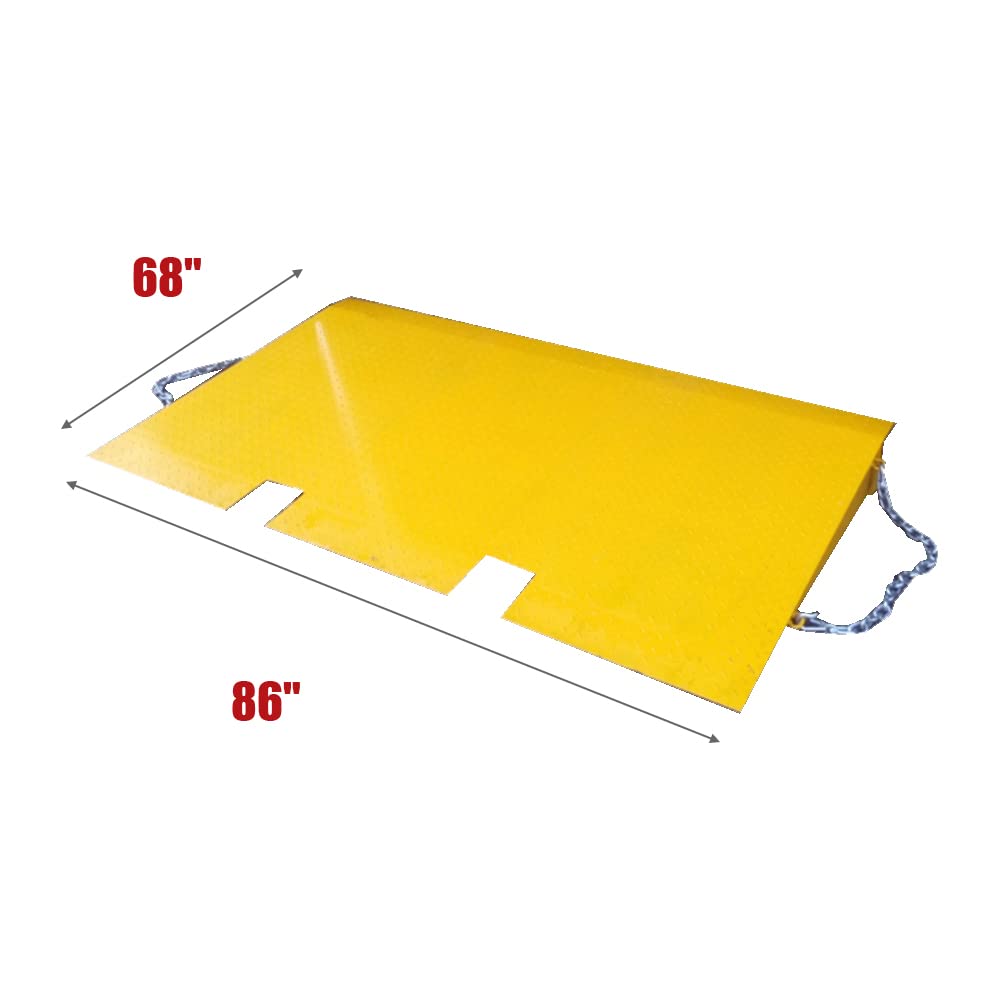 DMC-FPPS 68'' x 86'' Heavy Duty Shipping Container Ramp - 16,000lbs Capacity, 6.5" Height Differential, Forklift Compatible, 10 Gauge Steel - Ideal for Warehouse, Dock & Yard Use
