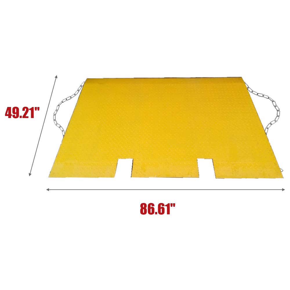 DMC-FPPS 16,000Lbs Container Ramps - 49"x86" Heavy Duty Loading Ramps for Shipping Docks | 5.9" Height Differential, Forklift Compatible, 10-Gauge Steel w/Safety Chains