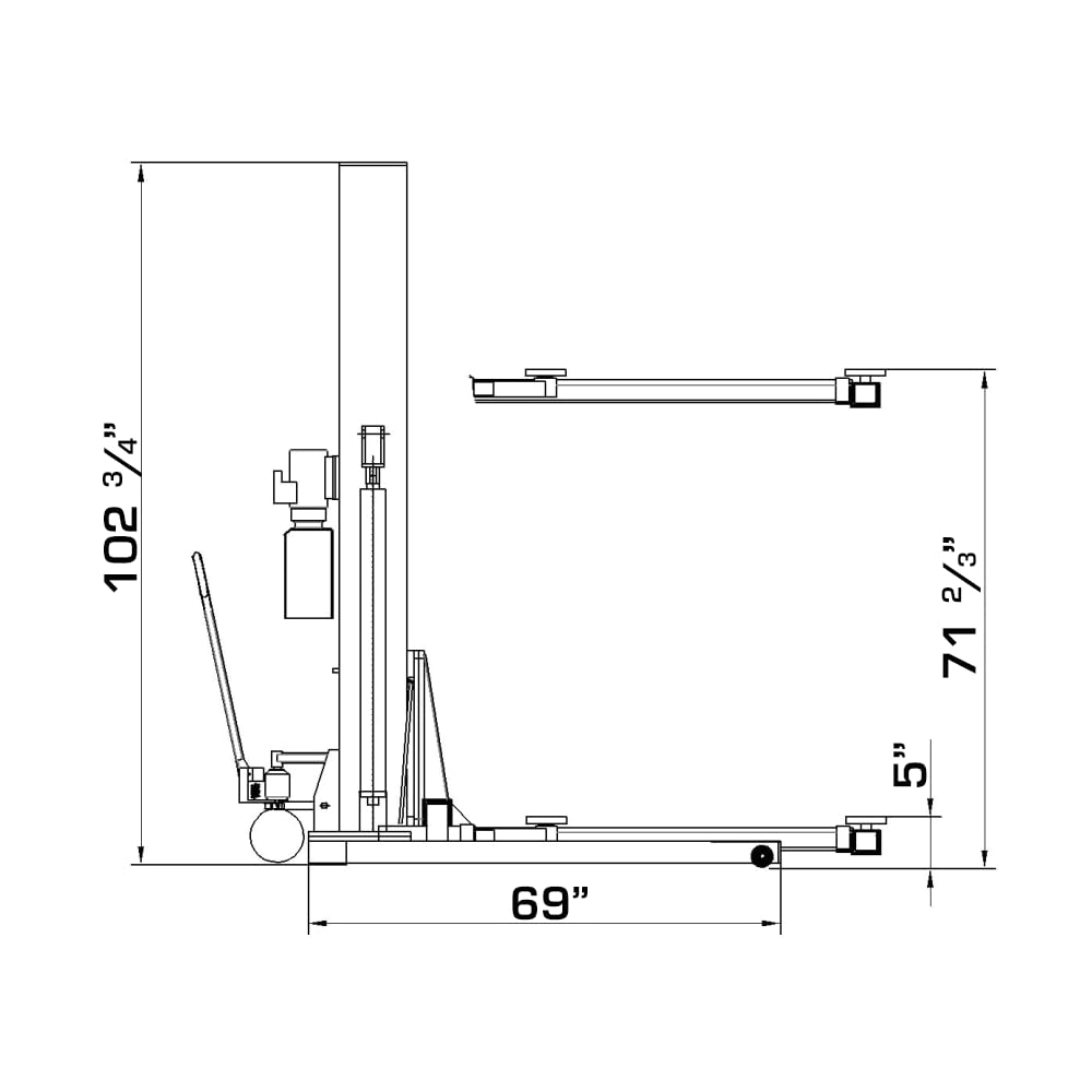 KATOOL 6000lbs Single Post Lift 110v Hydraulic Portable Lift Single Post Auto Lift 71'' Lifting Height for Home Garage