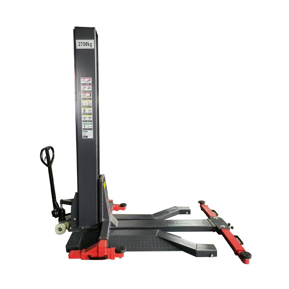 KATOOL 6000lbs Single Post Lift 110v Hydraulic Portable Lift Single Post Auto Lift 71'' Lifting Height for Home Garage