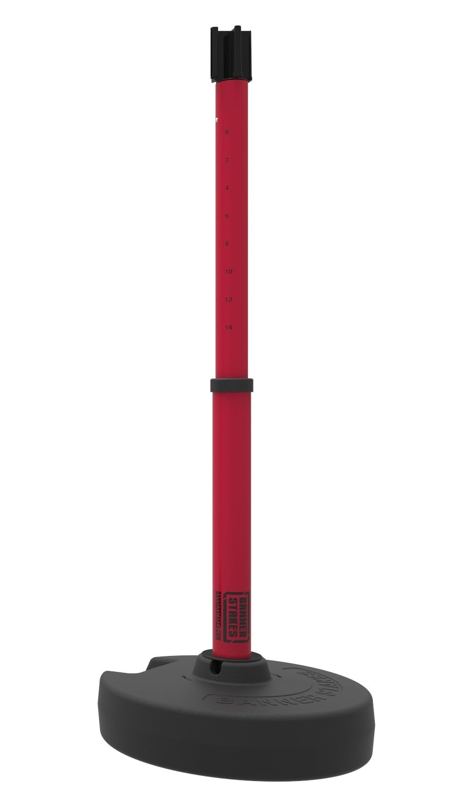Banner Stakes Crowd Control Plus Cart Package & Accessory Tray, 75' Total Retractable Belt Barrier System - 5 Telescoping Stanchions w/ 15' Red/White Diagonal Stripe Banners (PL4014T)